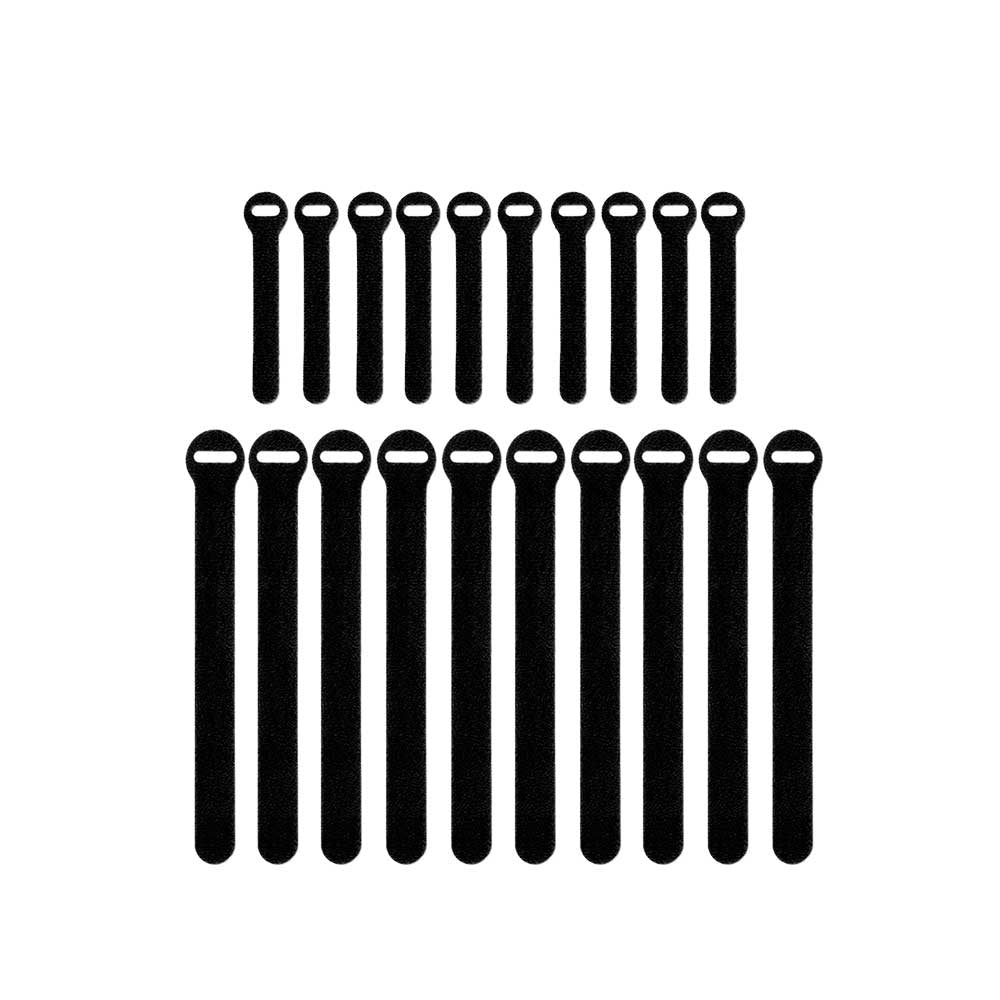 Wrap-It Self Gripping Cable Ties | 10 Pieces of 4-In. and 10-Pieces of 8-In. | Black | 6 Packs of 20