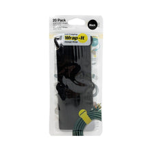 Wrap-It Self Gripping Cable Ties | 10 Pieces of 4-In. and 10-Pieces of 8-In. | Black | 6 Packs of 20