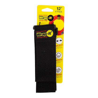Wrap-It Super Stretch Storage Strap | 12-In. X 2-In. | 6 Packs of 4