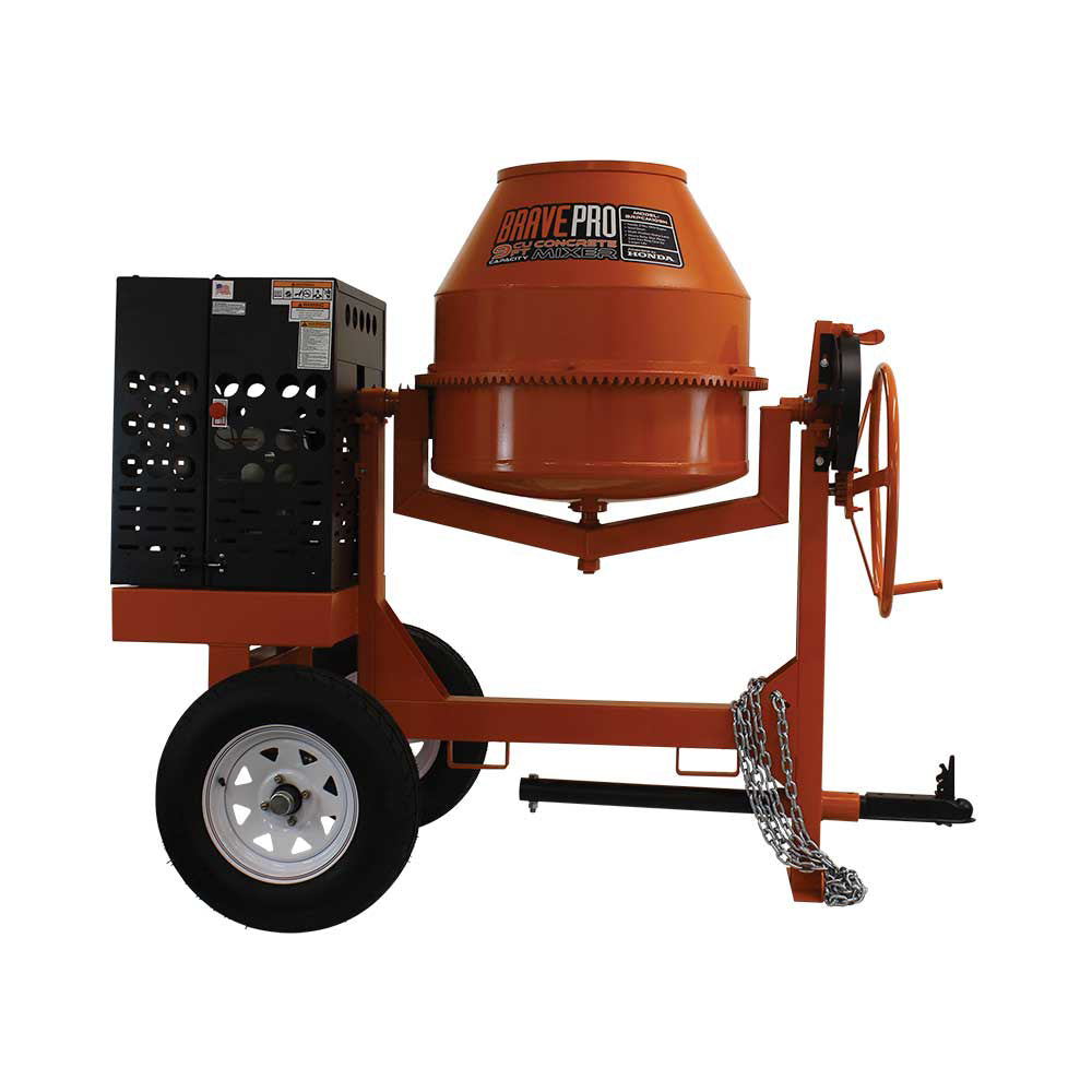 BravePro Concrete Mixer | 9 Cu. Ft. Steel Drum | Honda GX270