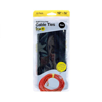 Wrap-It Self Gripping Cable Ties | 12-In. X 3/4-In. | 6 Packs of 12