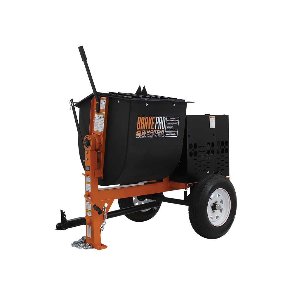 BravePro Mortar Mixer | 8 Cu. Ft. Poly Drum | Honda GX240