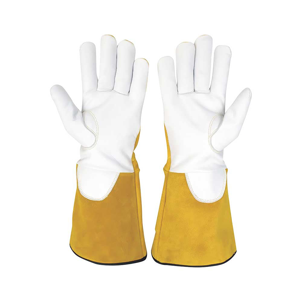 Klutch Cut Resist Cowhide Tig Weld Glove XL Pair Gold/White