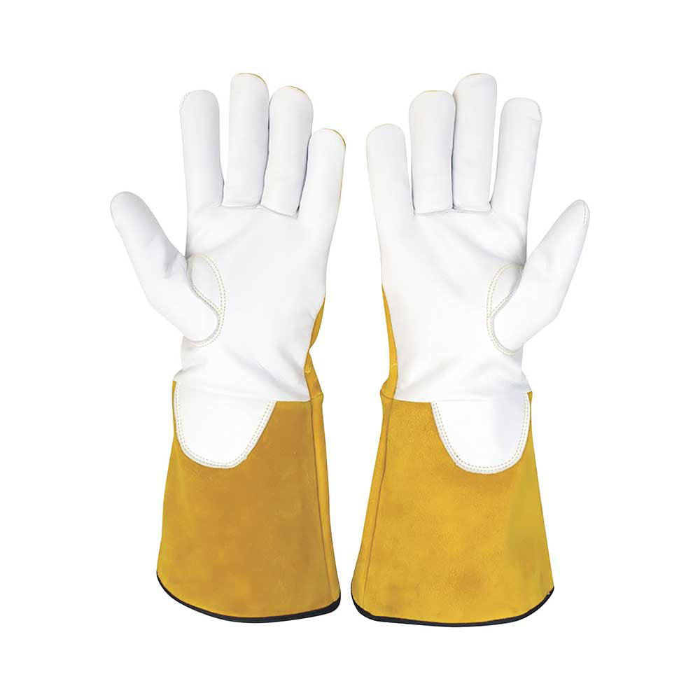 Klutch Cut Resist Cowhide Tig Weld Glove | L Pair Gold/White
