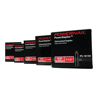 Powernail PowerStaples | 1/4-In. Crown | 18 Gauge | 1-1/2-In. Leg | Case of 30,000