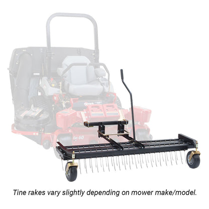 Jrco 60-In. Tine Rake Dethatcher | Heavy Duty Wheels | Mount Bar | Husqvarns Z500/Z500X Series