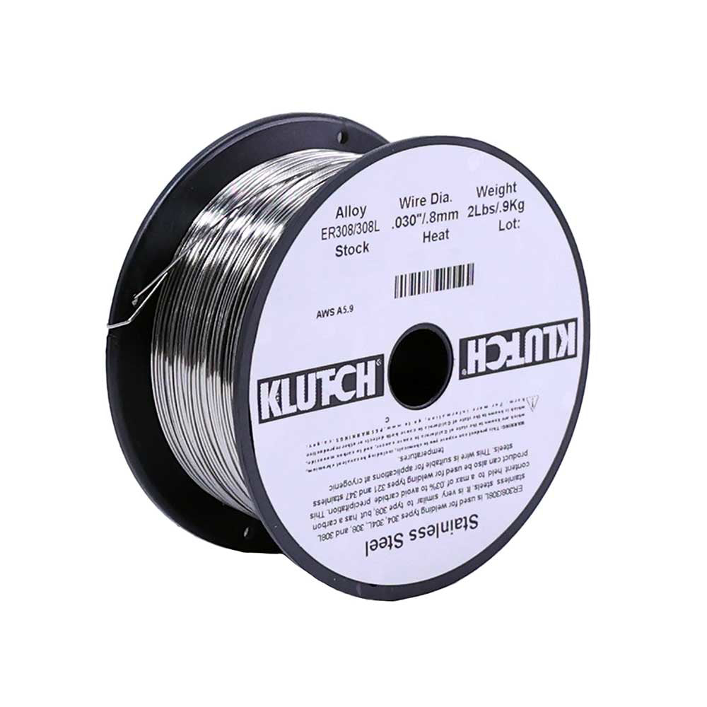 Klutch ER308L Stainless Steel MIG Welding Wire 2Ib Spool, Size 0.030-In.