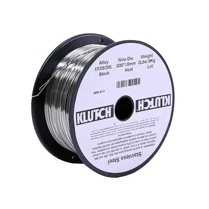 Klutch ER308L Stainless Steel MIG Welding Wire 2Ib Spool, Size 0.030-In.