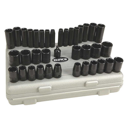Klutch | Drive Impact Socket Set | 3/8-In. and 1/2-In. | SAE & Metric