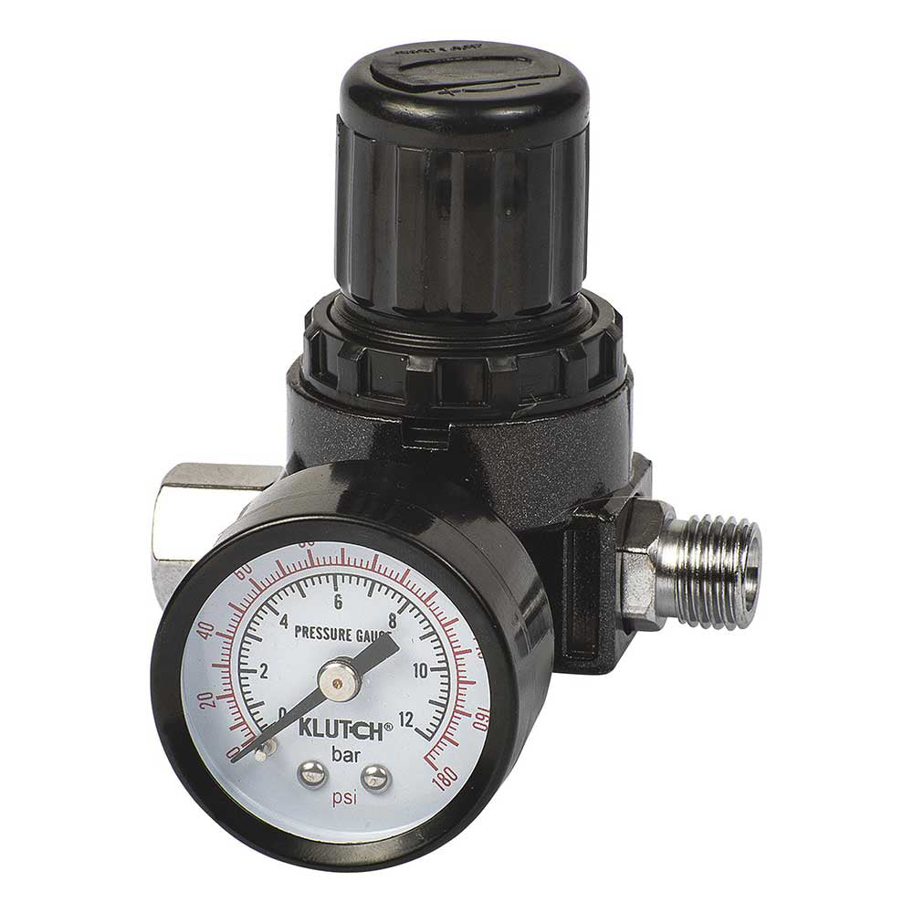 Klutch | Locking Air Pressure Gauge with Regulator | 180 PSI