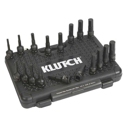Klutch | Drive Impact Hex Socket Set | 1/2-In. | SAE and Metric