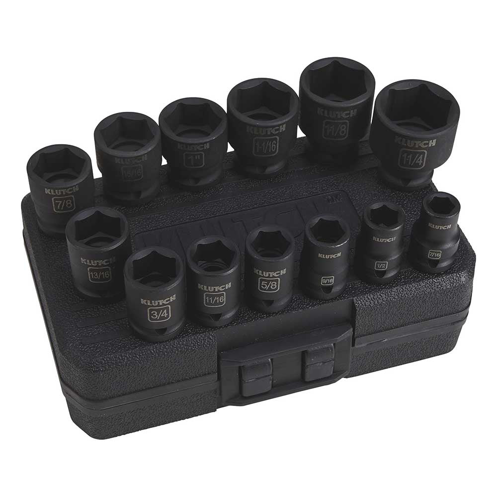 Klutch | SAE Drive Impact Socket Set | 1/2-In. | Chrome