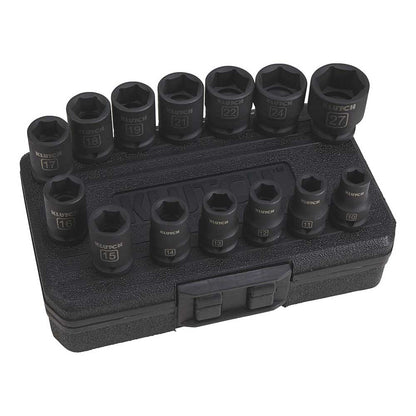Klutch | Drive Impact Socket Set | 1/2-In. | Chrome | Metric