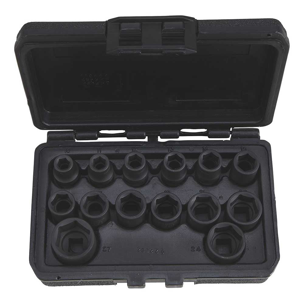 Klutch | Drive Impact Socket Set | 1/2-In. | Chrome | Metric