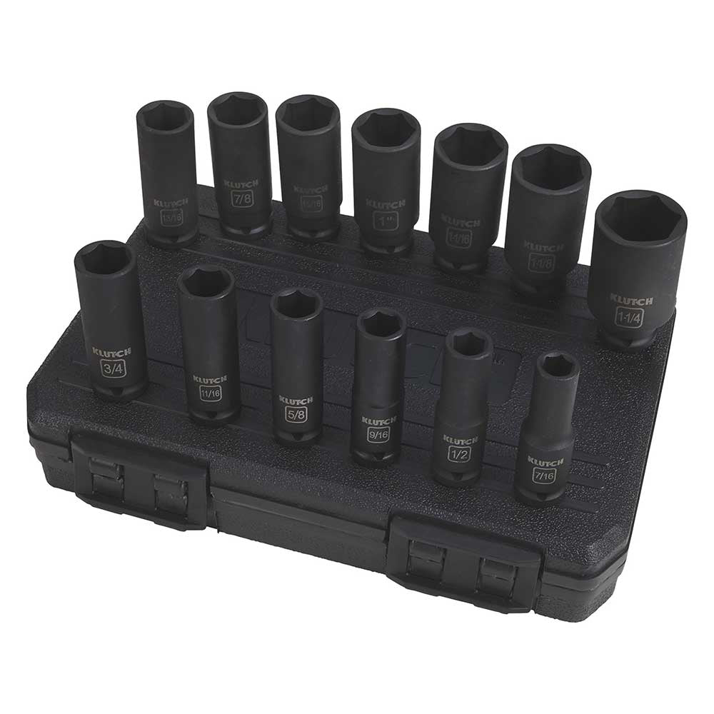 Klutch | Drive Deep Impact Socket Set | 1/2-In. | Chrome Moly
