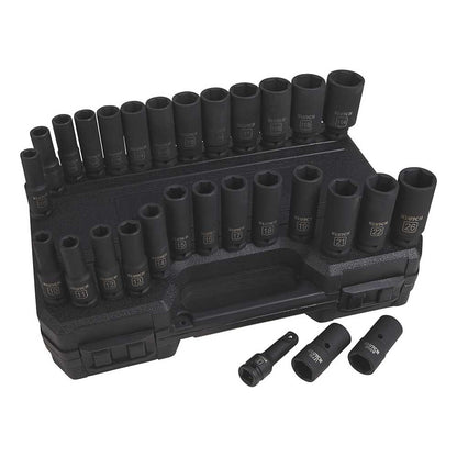 Klutch | Deep Drive Impact Socket Set| 1/2-In. | SAE and Metric