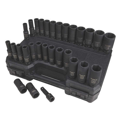 Klutch | Deep Drive Impact Socket Set| 1/2-In. | SAE and Metric