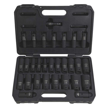 Klutch | Deep Drive Impact Socket Set| 1/2-In. | SAE and Metric