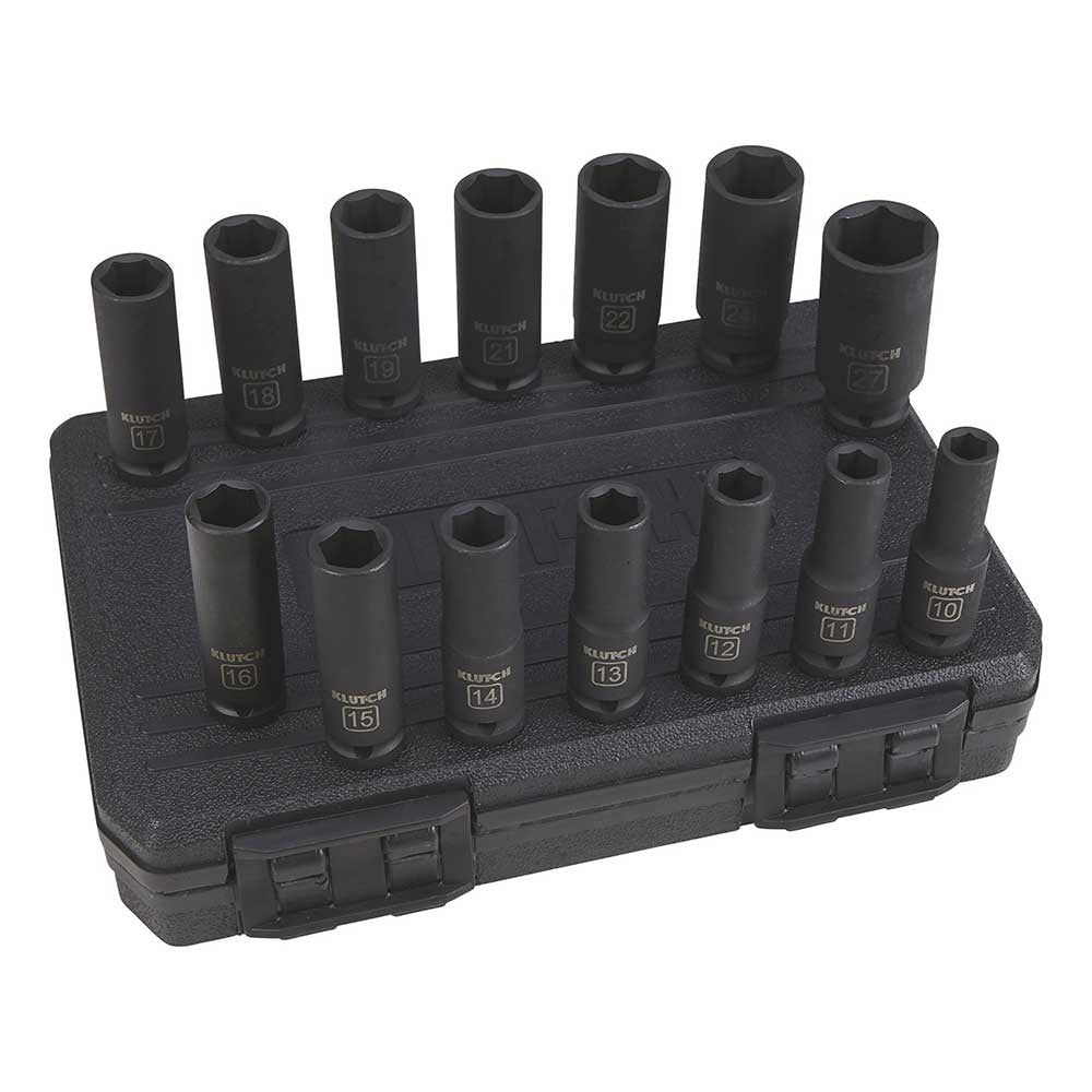Klutch | 14Pc 1/2 Drive Impact Deep Socket MM
