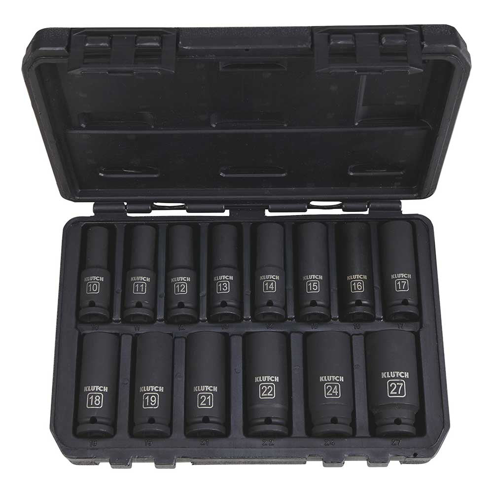 Klutch | 14Pc 1/2 Drive Impact Deep Socket MM
