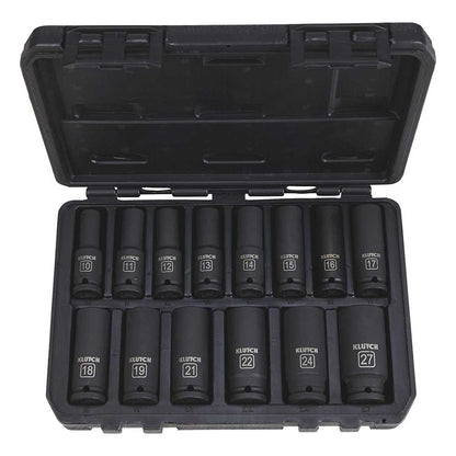Klutch | 14Pc 1/2 Drive Impact Deep Socket MM