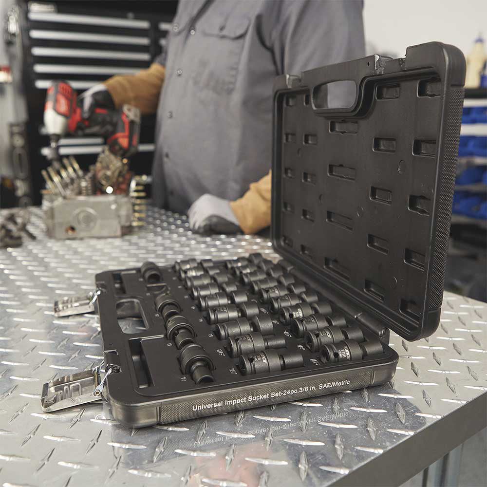 Klutch | Drive Impact Hex Socket Set | 1/2-In. | SAE and Metric