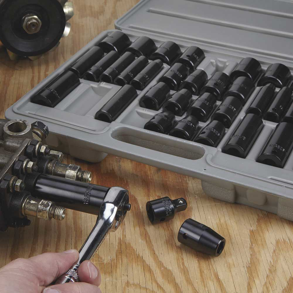 Klutch | Drive Impact Socket Set | 3/8-In. and 1/2-In. | SAE & Metric