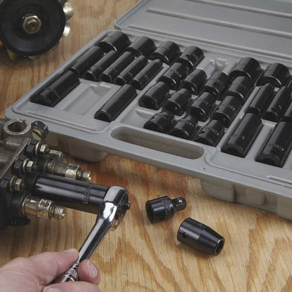 Klutch | Drive Impact Socket Set | 3/8-In. and 1/2-In. | SAE & Metric