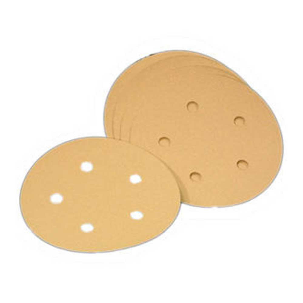 Virginia Abrasives 220 Grit Discs | 5-In. 5H Prem Gold H and L Alo Paper | Box of 50