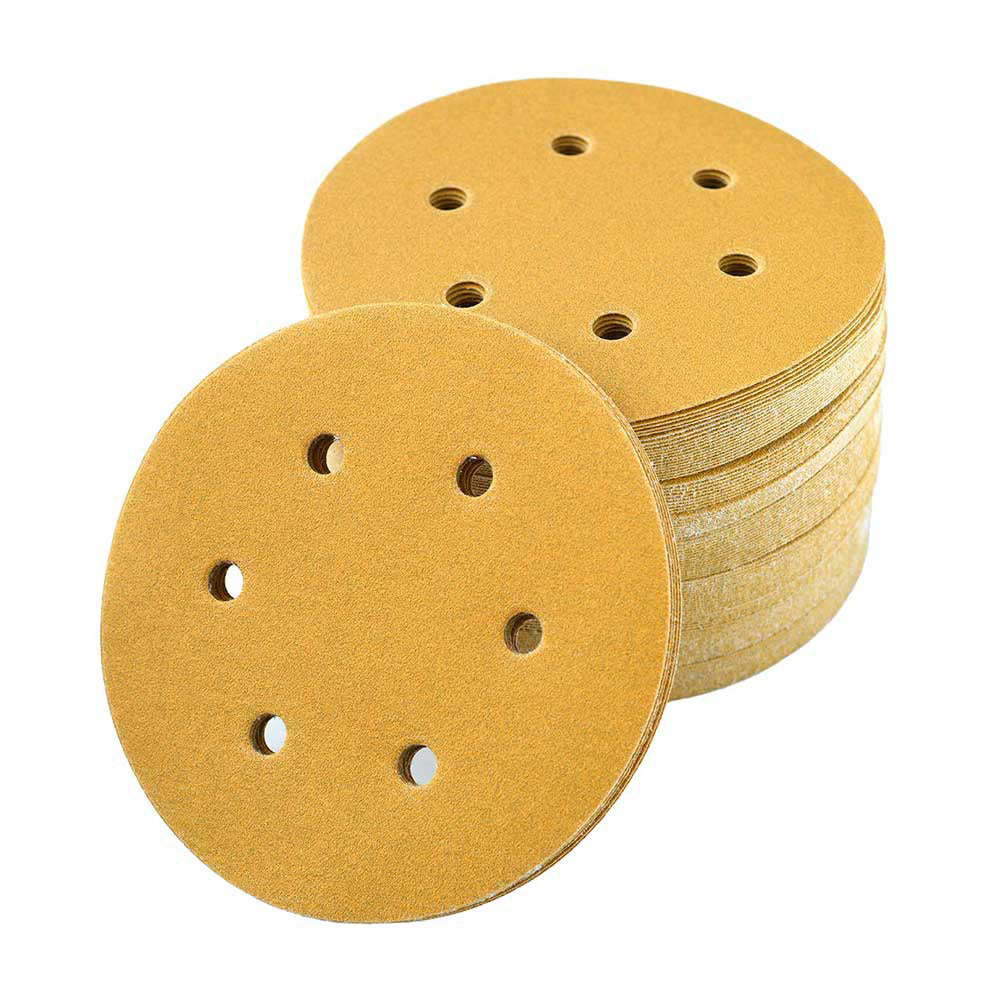 Virginia Abrasives 100 Grit Discs | 6-In. 6H Prem Gold H and L Alo Paper | Box of 50