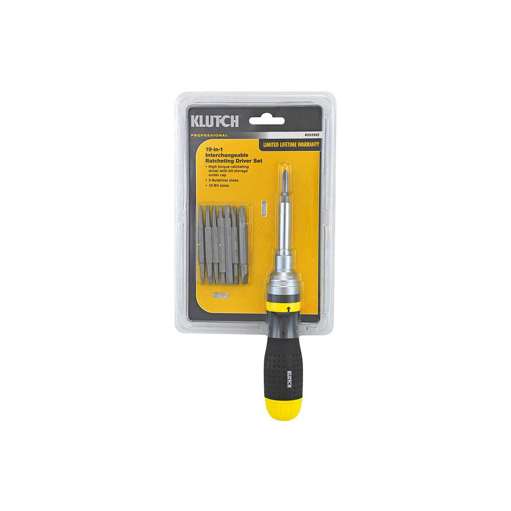 Klutch 19-in-1 Interchangeable Ratching Screwdriver Set