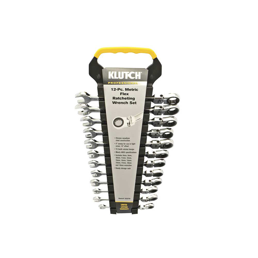 Klutch Flex Ratchet Wrench Set | 12-Pc | Metric 8mm - 19mm