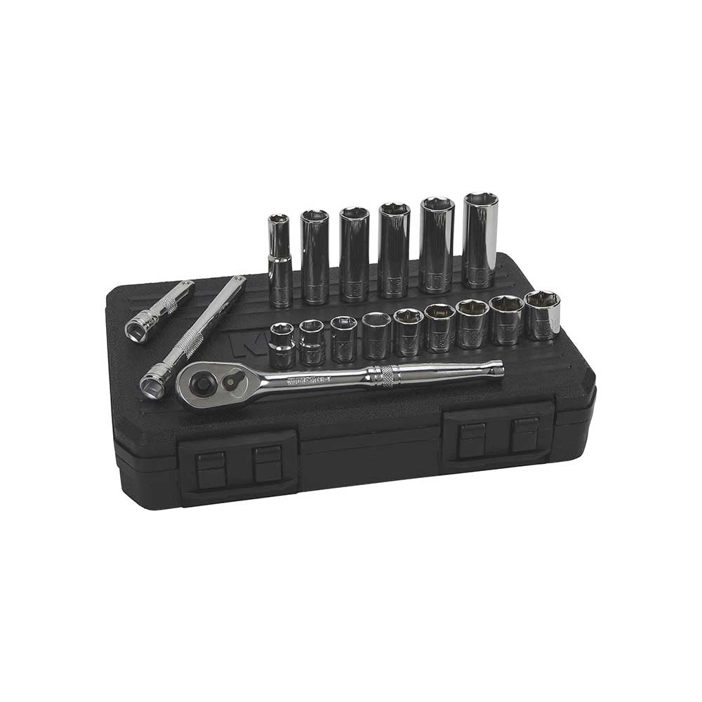 Klutch Drive Socket Set | 3/8-In. Drive | 18-Pc Metric