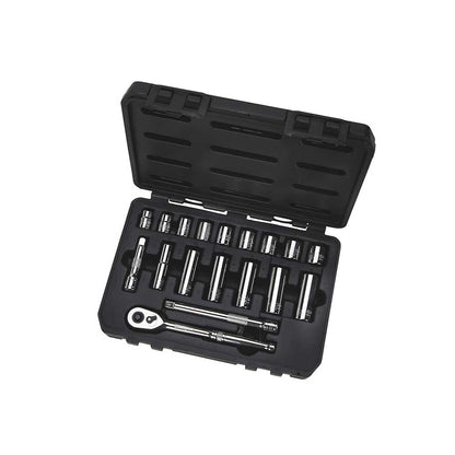 Klutch Drive Socket Set | 3/8-In. Drive | 18-Pc Metric