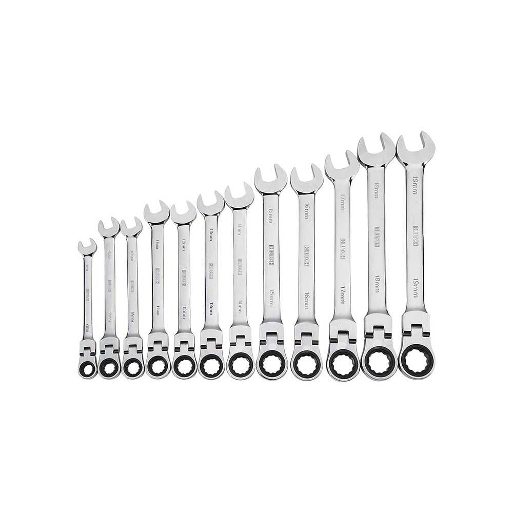 Klutch Flex Ratchet Wrench Set | 12-Pc | Metric 8mm - 19mm