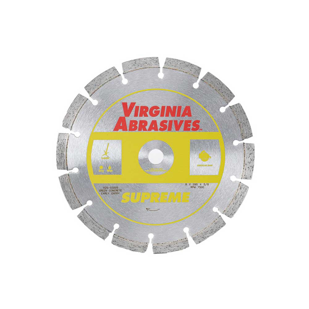 Virginia Abrasives Blade | 10-In. Supreme Small Diameter | Wet/Dry Green Concrete