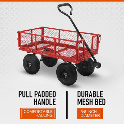 Ironton Steel Garden Cart | 400-Lb. Capacity | 38-In. X 18-1/2-In. X 21-In. | 10-In. Pneumatic