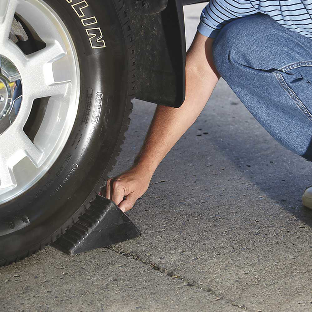 Ironton Nylon Reinforced Rubber Wheel Chock with Handle