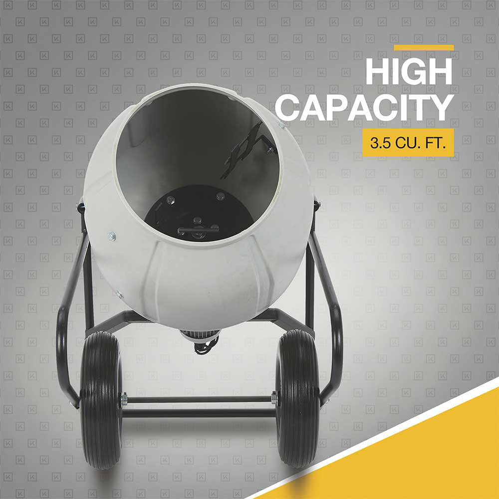 Klutch | Portable Electric Cement Mixer | 3.5 Cu.-Ft