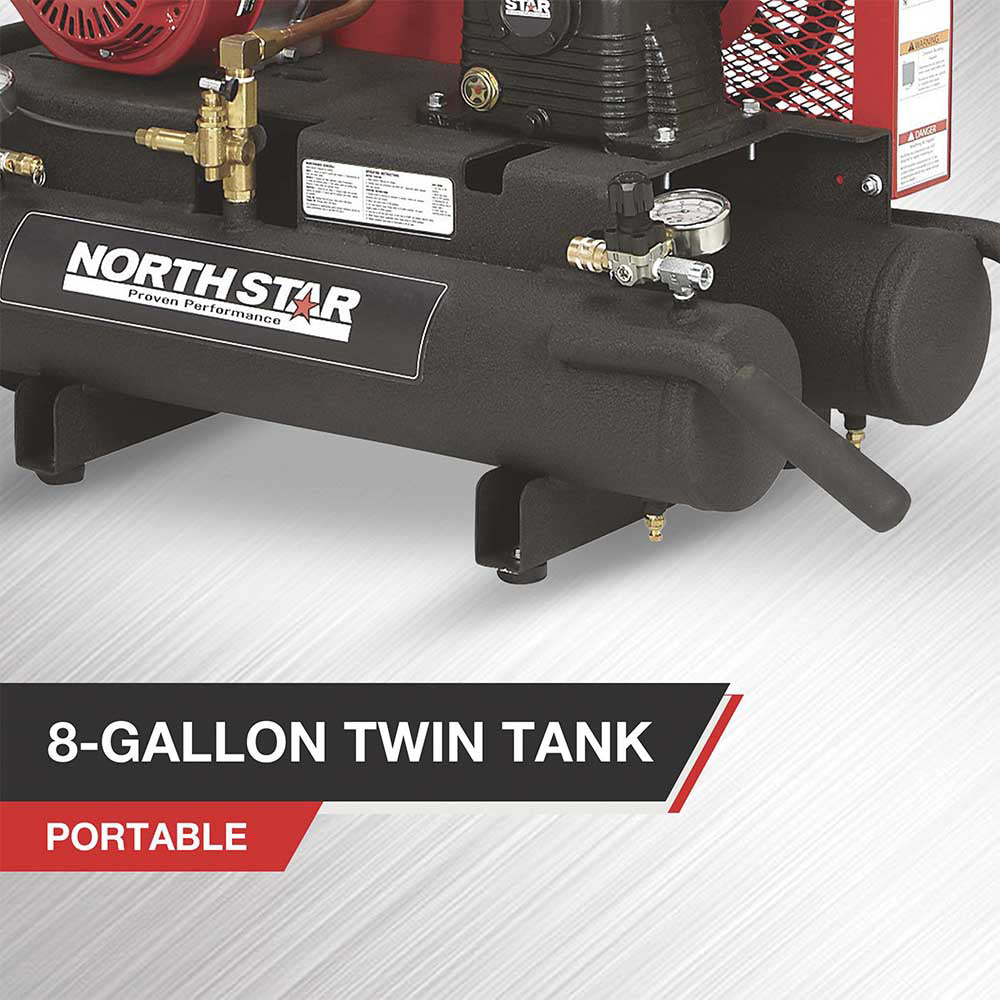 NorthStar Portable Gas Powered Air Compressor | 8-Gal | 13.7 CFM @ 90PSI | GX160