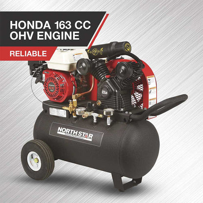 NorthStar Portable Gas Powered Air Compressor | 20-Gal | 13.7 CFM @ 90 PSI | GX160