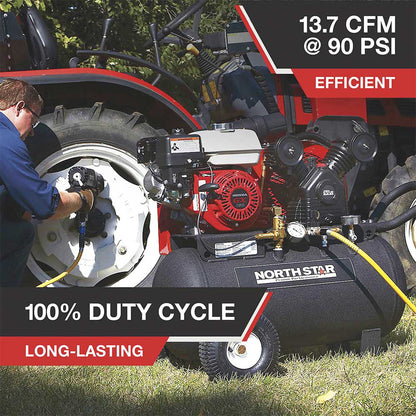 NorthStar Portable Gas Powered Air Compressor | 20-Gal | 13.7 CFM @ 90 PSI | GX160