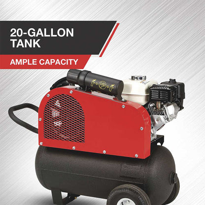 NorthStar Portable Gas Powered Air Compressor | 20-Gal | 13.7 CFM @ 90 PSI | GX160