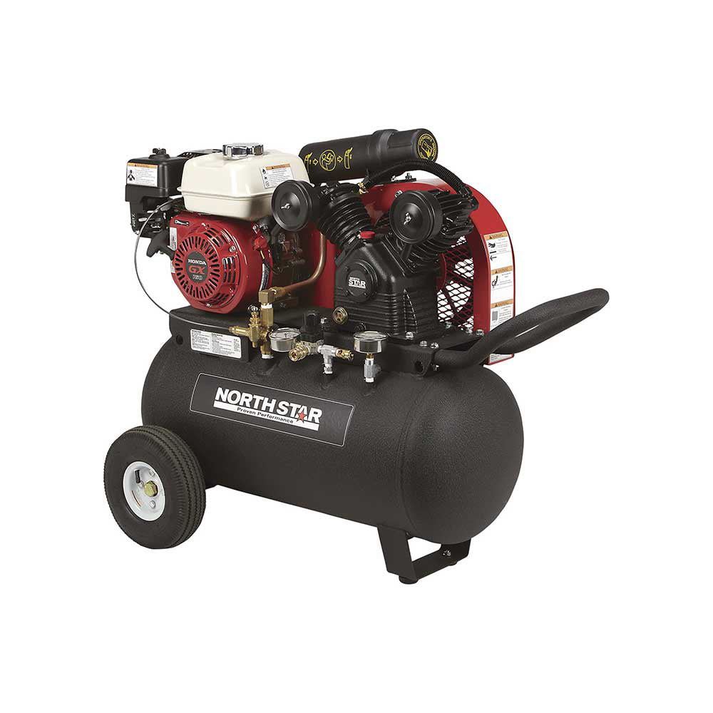 NorthStar Portable Gas Powered Air Compressor | 20-Gal | 13.7 CFM @ 90 PSI | GX160
