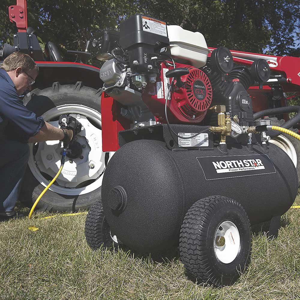 NorthStar Portable Gas Powered Air Compressor | 20-Gal | 13.7 CFM @ 90 PSI | GX160