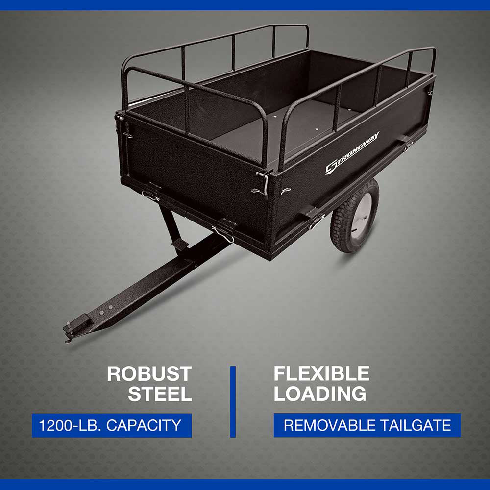 Strongway Steel ATV Trailer | 1,200-Lb. Capacity | 18 Cu. Ft.