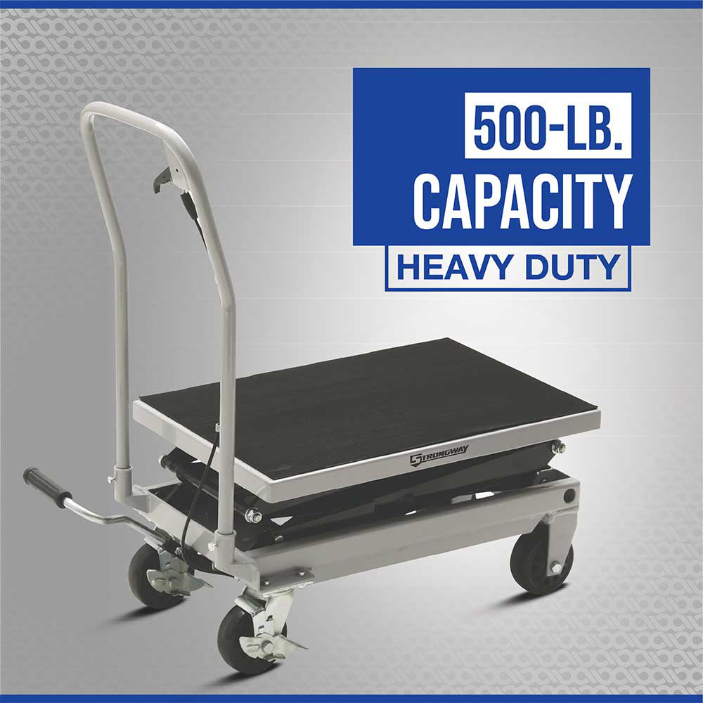 Strongway 2-Speed Hydraulic Rapid XT Lift Table Cart | 500-Lb. Capacity | 50-3/4-In. Lift Height