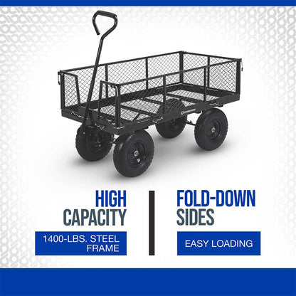 Strongway Steel Jumbo Garden Wagon | 1,400-Lb. Capacity | 50-In. X 24.1-In. X 26.75-In.