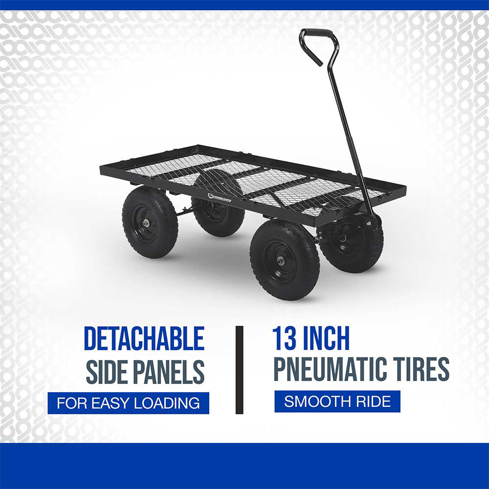 Strongway Steel Jumbo Garden Wagon | 1,400-Lb. Capacity | 50-In. X 24.1-In. X 26.75-In.
