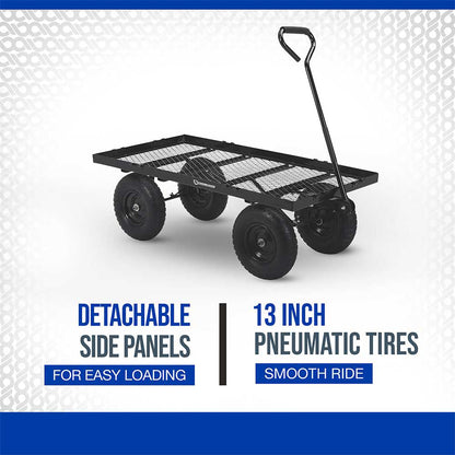 Strongway Steel Jumbo Garden Wagon | 1,400-Lb. Capacity | 50-In. X 24.1-In. X 26.75-In.